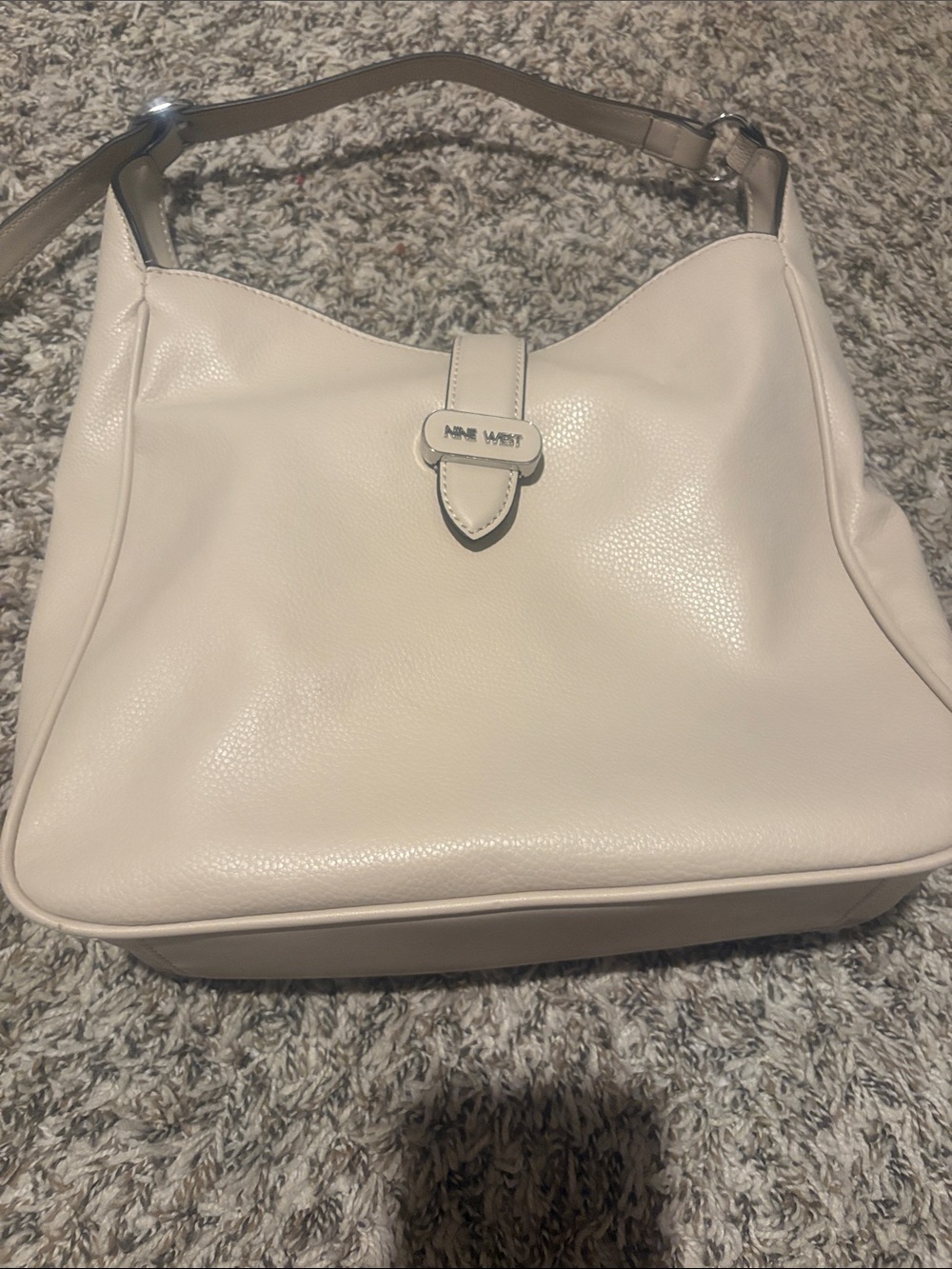 Nine West Cream Pebble-Textured Shoulder Bag